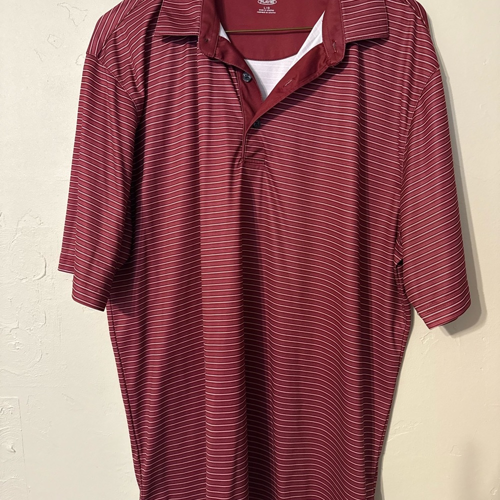 Greg Norman Collection Burgundy Striped Polo Shirt
